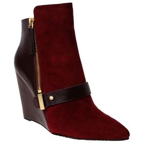 Suede & Leather Wedge Boots